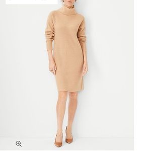 NWT Ann Taylor Ribbed Cashmere Turtleneck Sweater Dress 100% cashmere